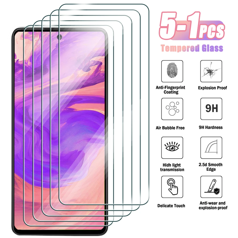 Фото 5-1 шт. закаленное стекло для Samsung Galaxy A12 A22 A32 A42 A52 4G 5G A03 A13 A23 A33 A53 A73 Защитная пленка для экрана Galaxy A52s №1