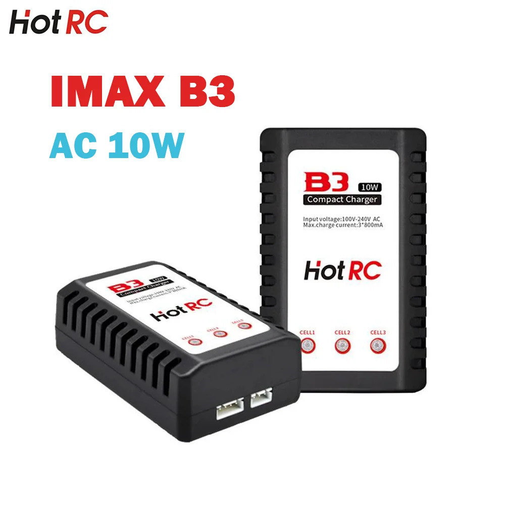 

HotRC IMAX B3 Lipo Battery 7.4V/11.1V 2S/3S AC 10W Balance Charger 110V-240V Compact Charging EU US Plug Power Cable Warning