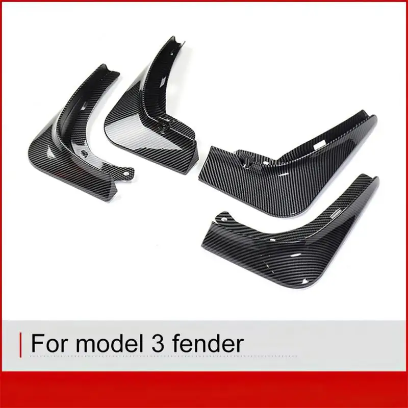 

No Need To Drill Holes Front Rear Wheel Mudguard 4 Piece Set Car Mud Flaps Protector Matte Black Carbon Fiber Guard Fender