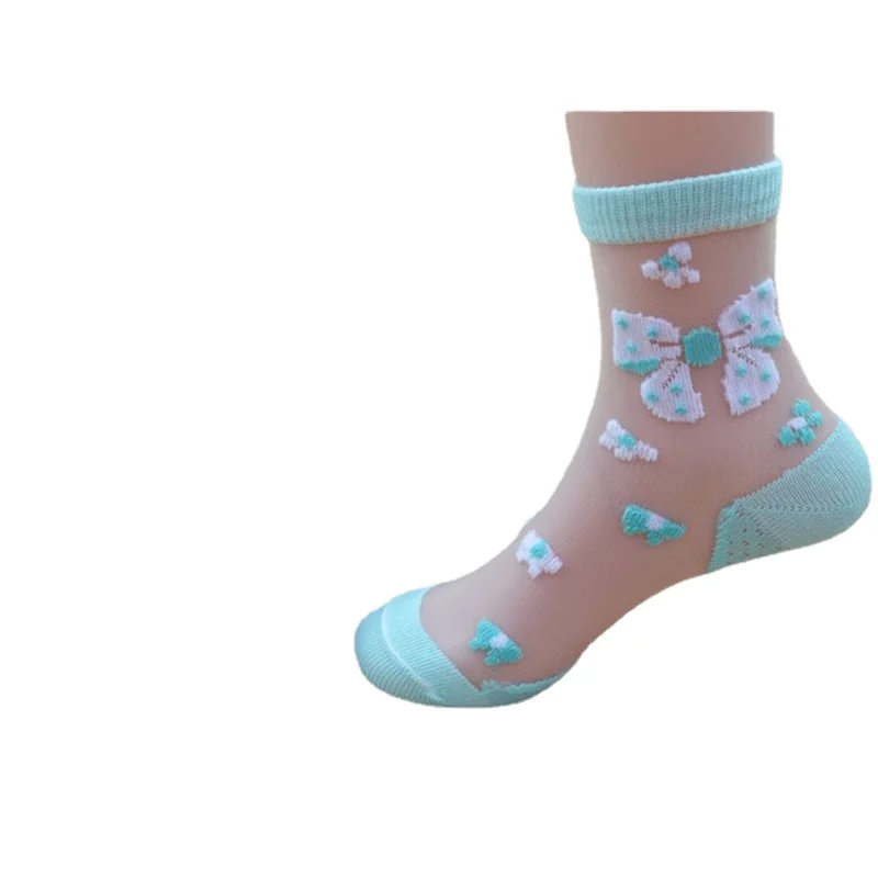 

Girls Lovely Butterfly Crystal Silk Socks Children Kids Baby Girl Mesh Floral Elastic Lace Flowers Socks