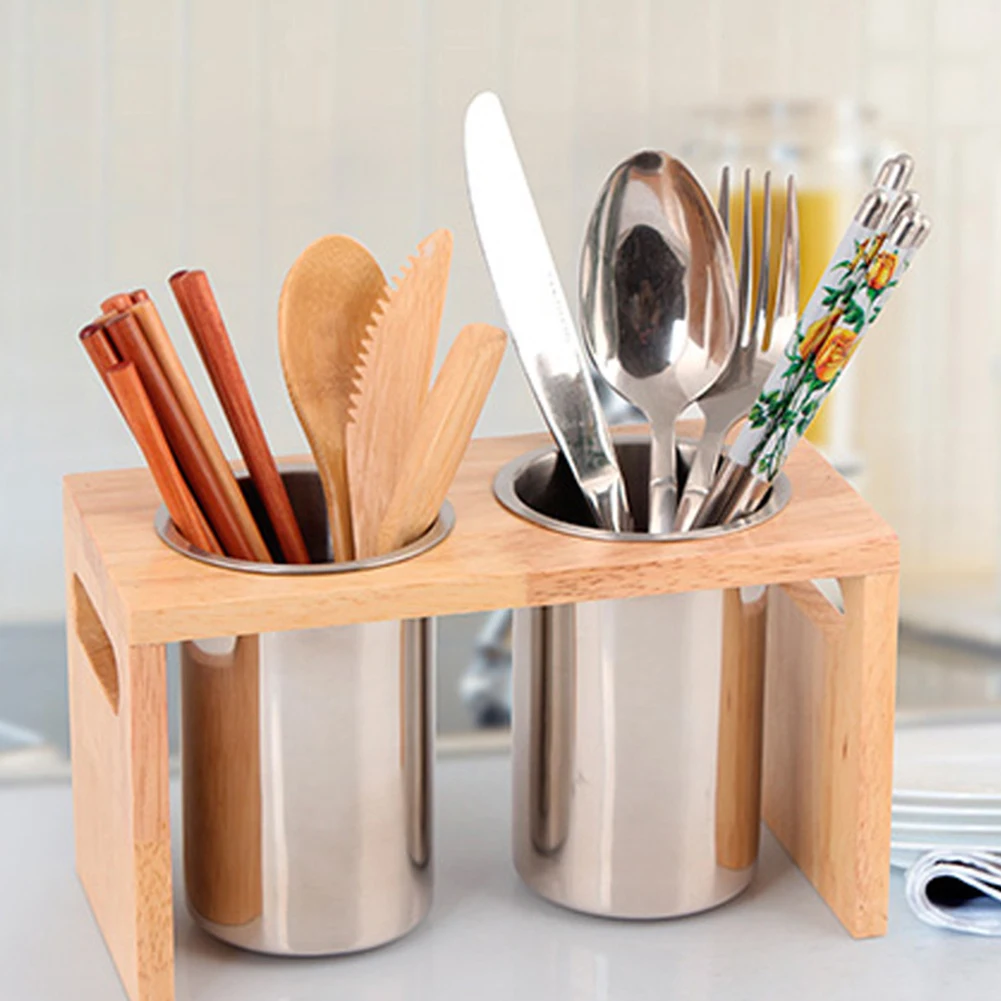 

With Base Stainless Steel Tools Multifunction Kitchen Countertop Drain Chopsticks Flatware Organizer Cutlery Holder Mildew Proof