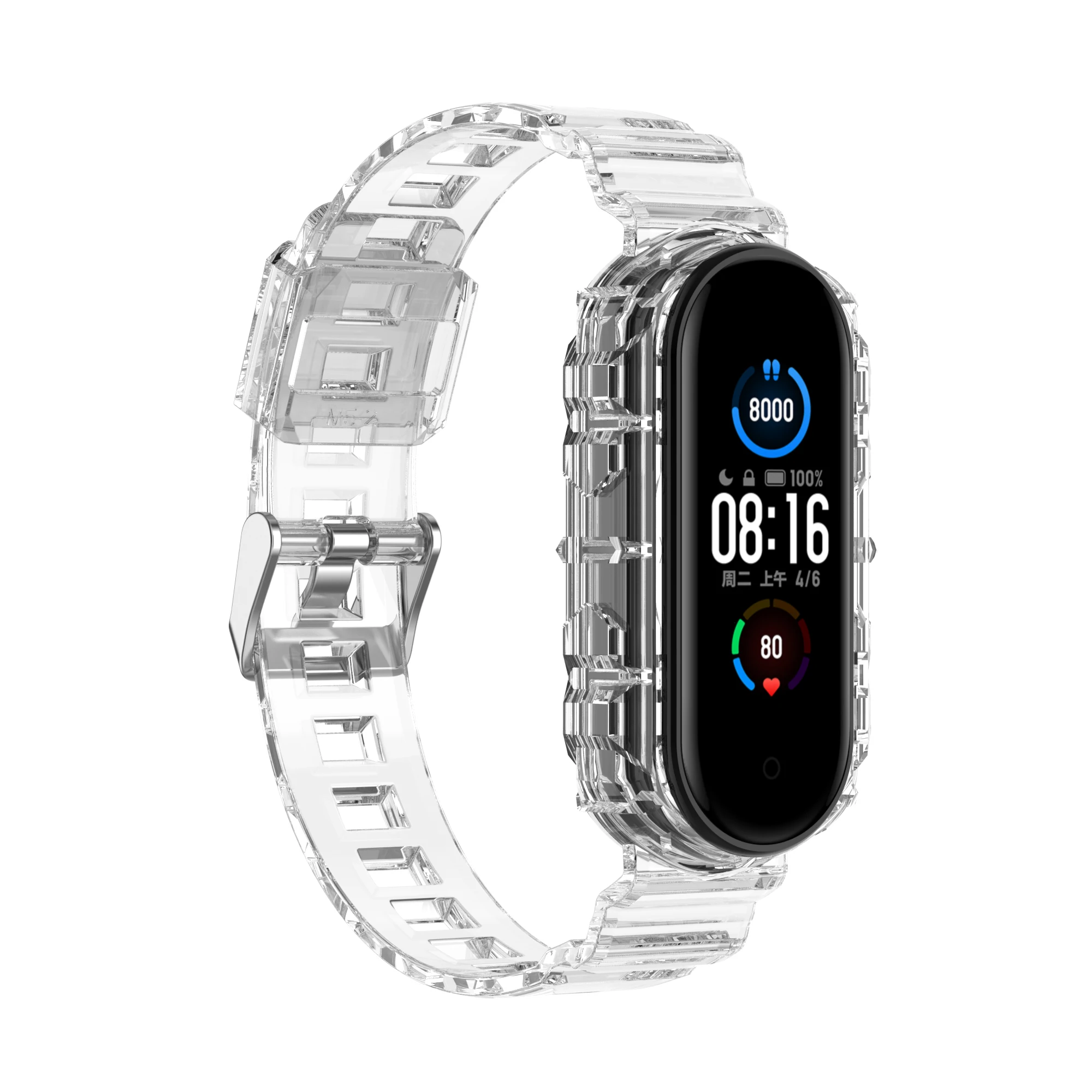 Встроенный прозрачный наручный ремешок для Xiaomi Mi Band 8 7 6 5 4 3, прозрачный ремешок из ТПУ для браслета Mi Band 3/4/5/6/7/8