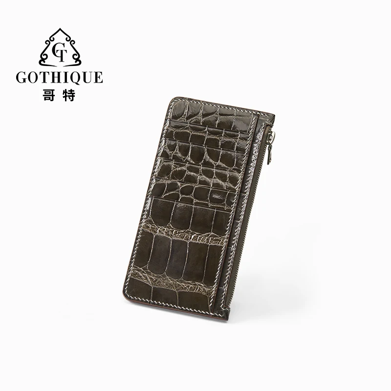 

Goth alligator leather crocodile leather bag men multi-card long style card clip genuine crocodile leather men wallet casual