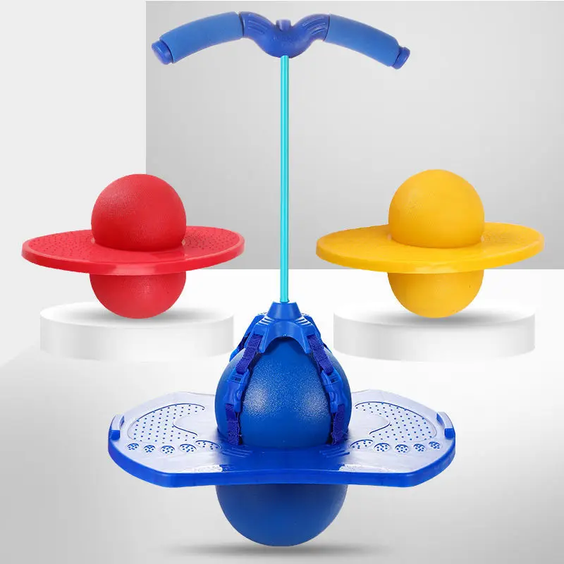 Детский прыгающий мяч с ручкой и насосом надувной игрушка растянутый или