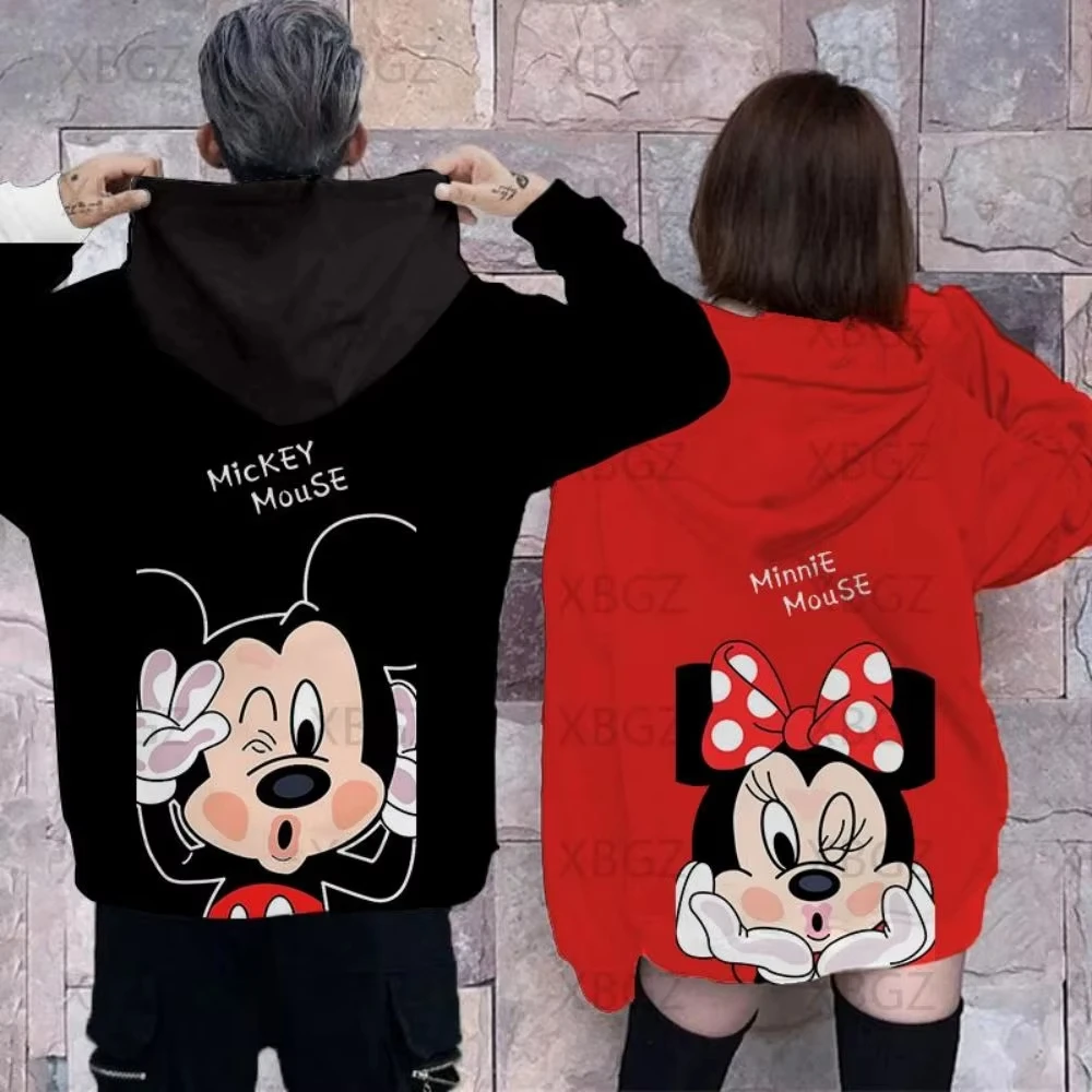 Disney-Sweat à capuche Minnie Mouse pour femmes et hommes tenue de couple Y2K пот imprimé haut tendance vêtement