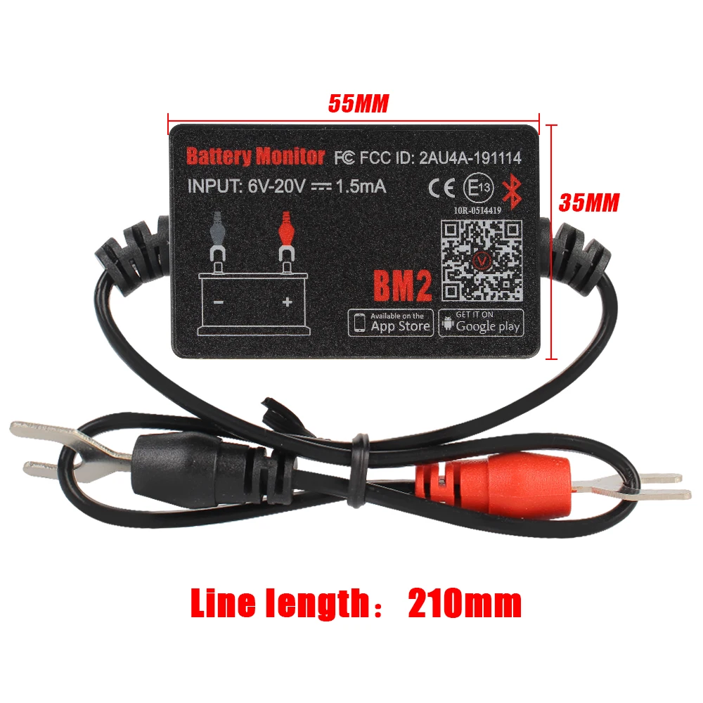 Анализатор аккумулятора автомобиля BM2 с тестом зарядки напряжения с сигналом тревоги и монитором на 12V для Android и iOS телефона через Bluetooth 4.0.