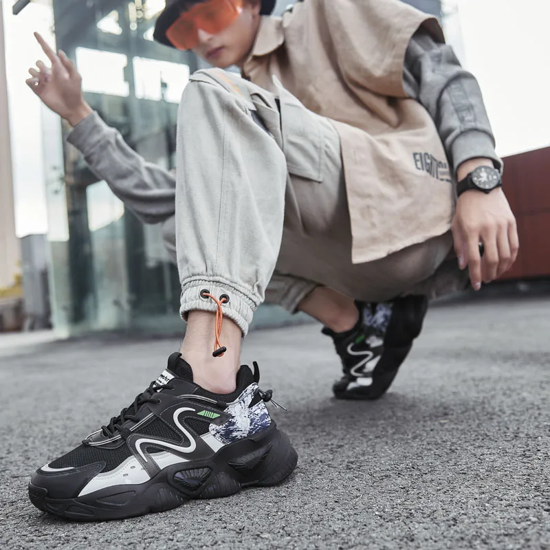 Abhoth Men's Trendy Sneakers Breathable Mesh Running Shoes Height Increasing Cushioning Running Sport Shoes Men's Shoes Light 44