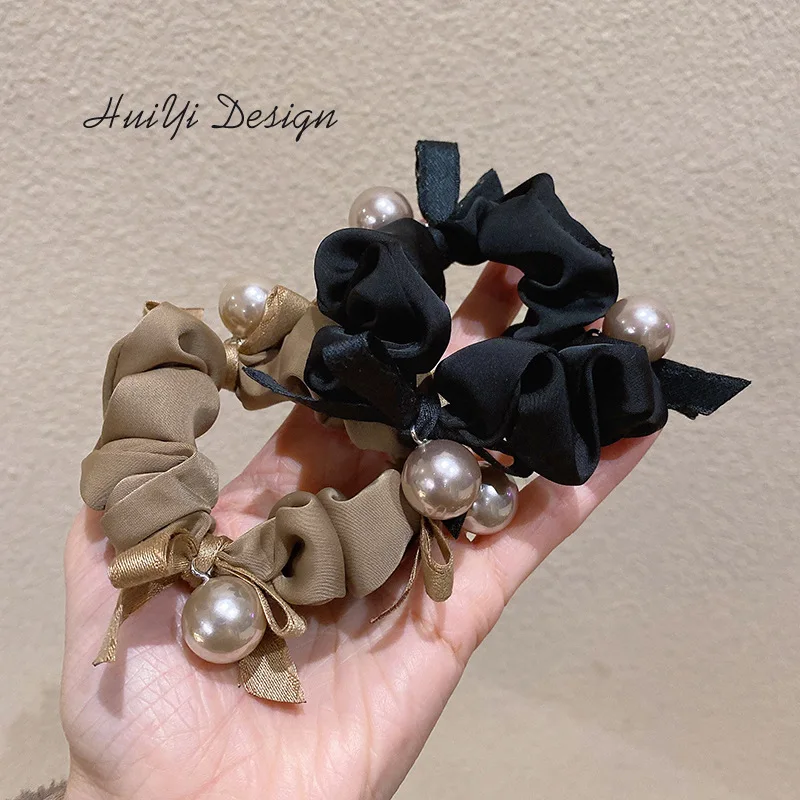 

Корейский жемчужный бант кольцо для волос с большим кишечником высококачественные волосы в Корейском стиле головная веревка сетчатая красная головка Цветочная веревка для волос