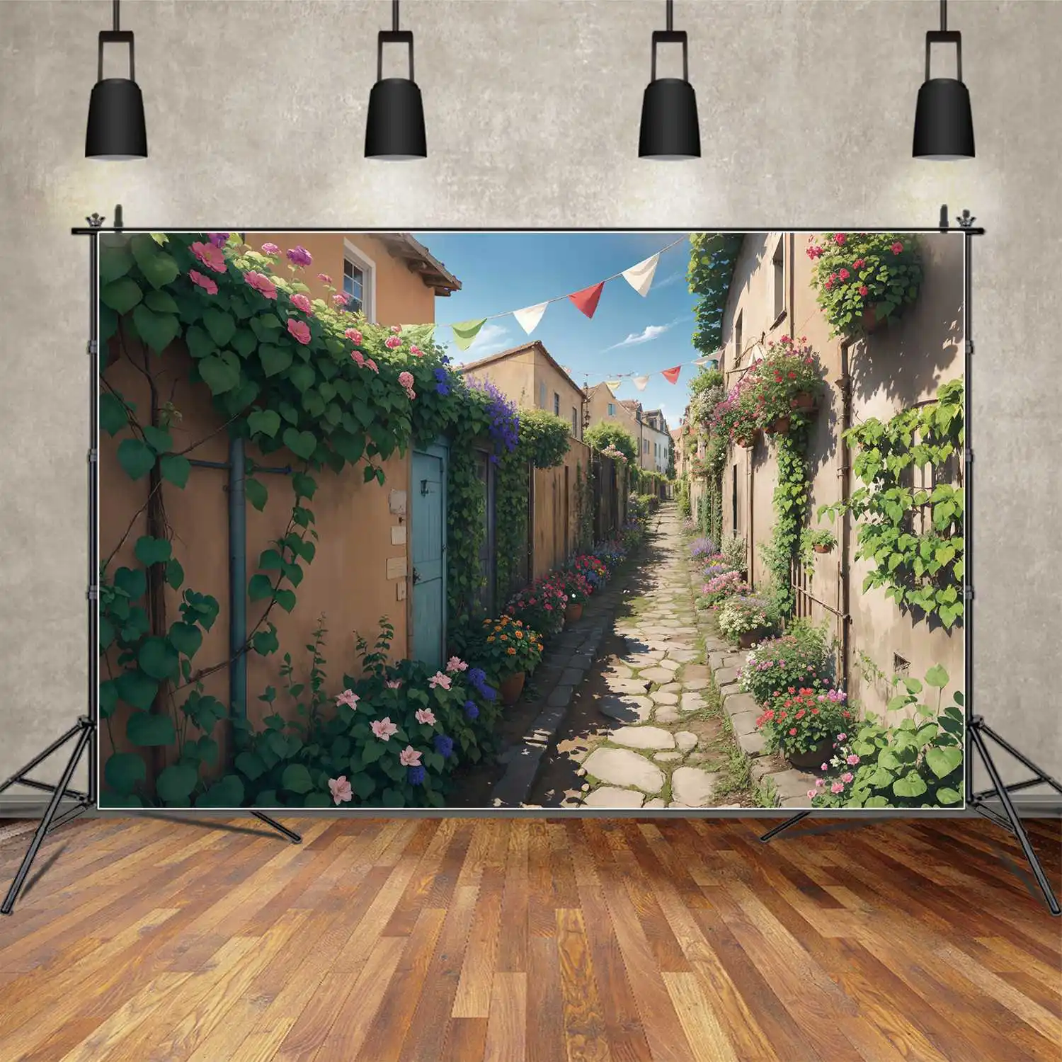 

Holiday Village Photography Backdrops Decoration Rural Home Room Flower Pot Customized Kids Photo Backgrounds Photoshoot Props