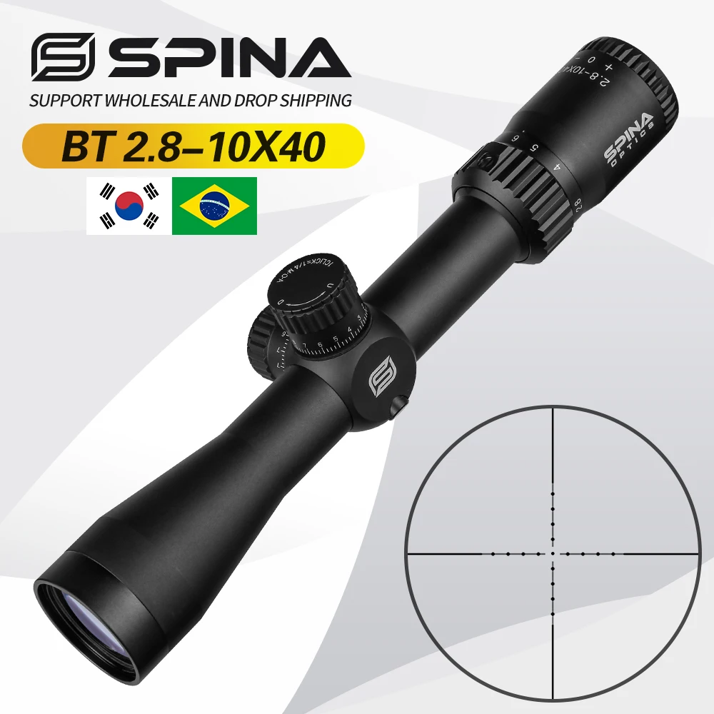 SPINA Optics BT 2.8-10x40 Tactical Hunting Riflescope Mil Dot Reticle Optical Sight 30mm Tube Spotting Rifle Scope