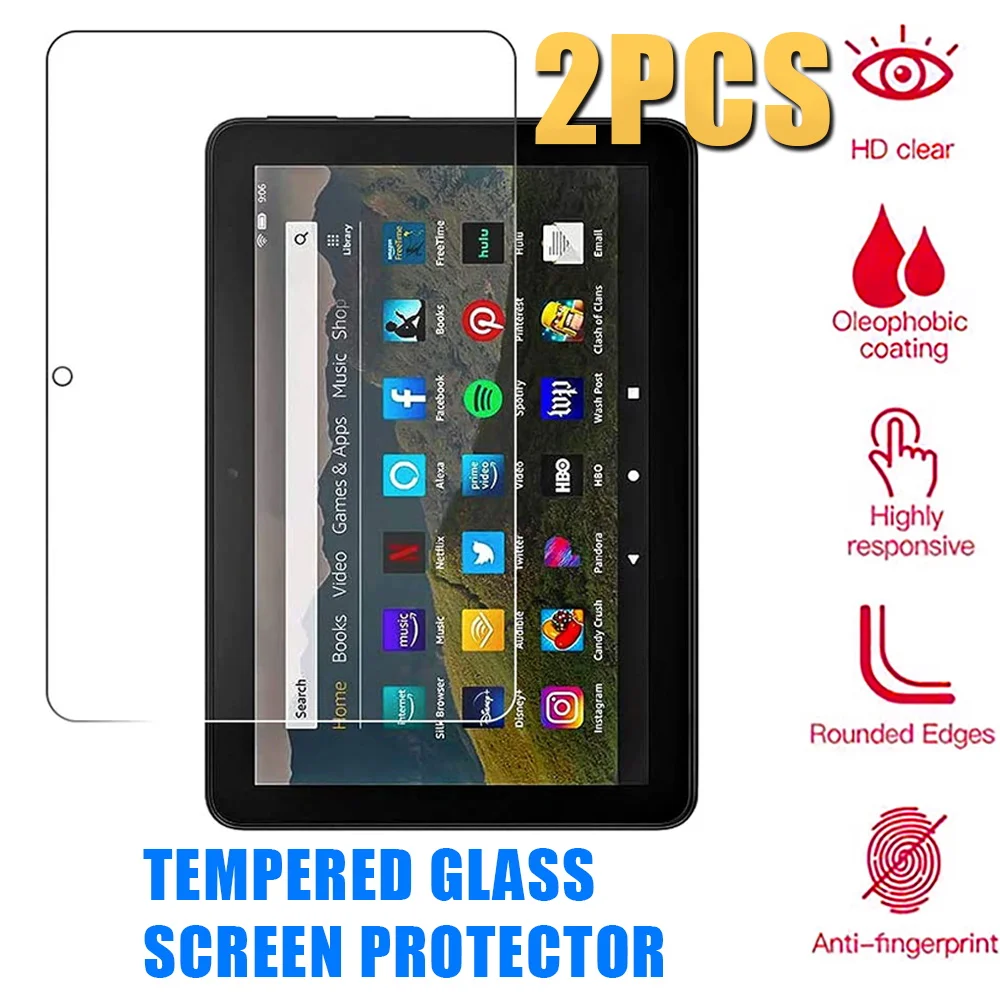 

2PCS 9H HD Tempered Glass Screen Protector for Amazon Fire HD 8 10th Gen 2020 Protective Film Anti-Scratch Film