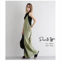 2022 summer new women overalls causal plaid pants japan style simple casual straight full length cotton loose solid high waist