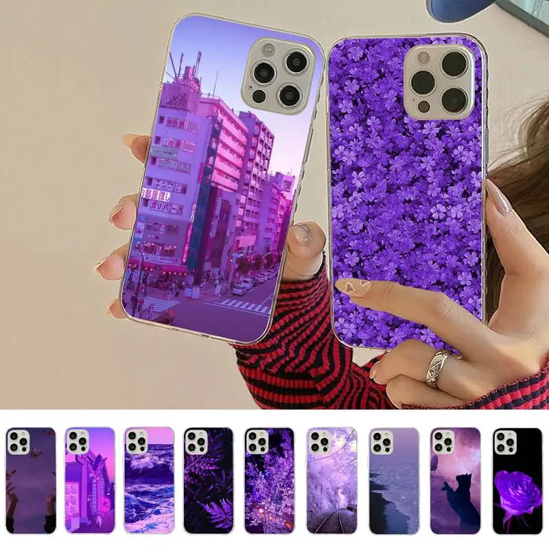 

Purple aesthetic Phone Case for iPhone 11 12 13 mini pro XS MAX 8 7 6 6S Plus X 5S SE 2020 XR cover