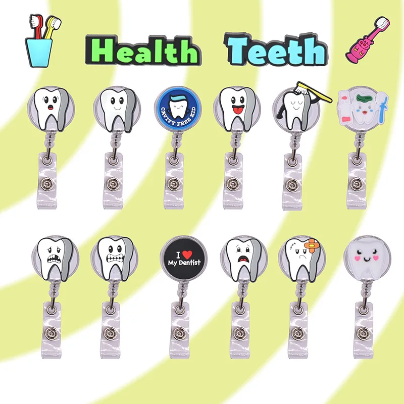 

1PCS New Design Retractable Felt Dentist Nurse Doctor ID Card Badge Holder Reel Keychains Lanyard Alligator Clip