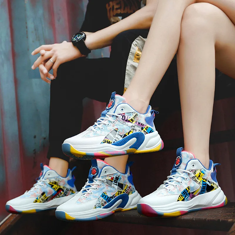 Fashion Printed White High-top Men's Basketball Shoes Platform Mens Trainers Outdoor Autumn Winter Women's Sports Shoes Baskets
