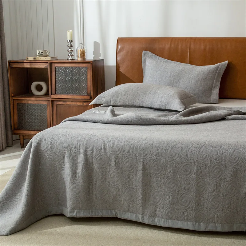 

Japanese-Style 60 Cotton Jacquard Bedspread Summer Quilt Three-Piece Set Of Cotton Three-Dimensional Relief Quilted Cotton Bedsp