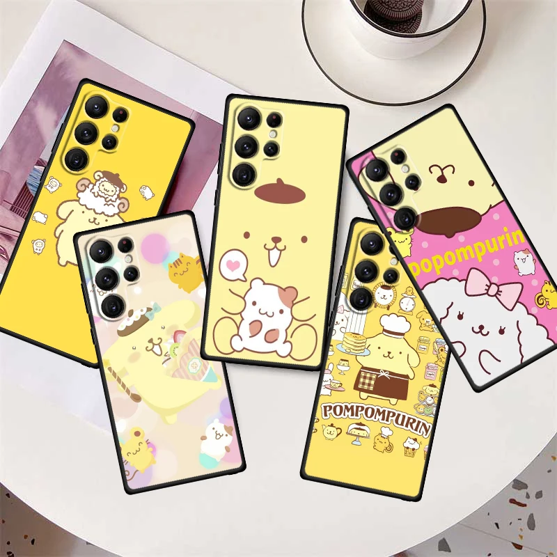 

Pompom Purin Dog Art Phone Case For Samsung Galaxy S23 S22 S21 S20 FE S10 S10E S9 Plus Ultra Pro Lite 5G Black TPU FUnda