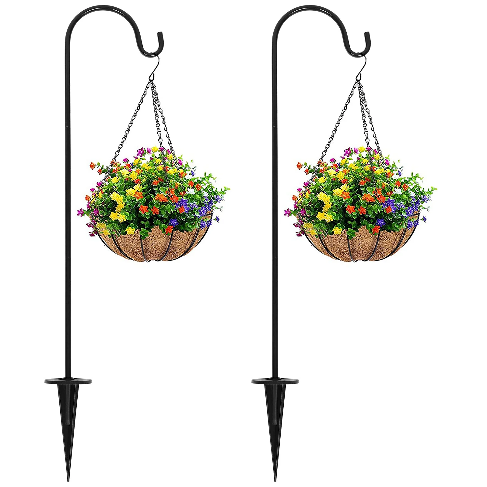 

2 Pcs Houseplant Bird Gardening Decor Pole Feeder Hanger Shepherd Hooks Outdoor Ground Plug