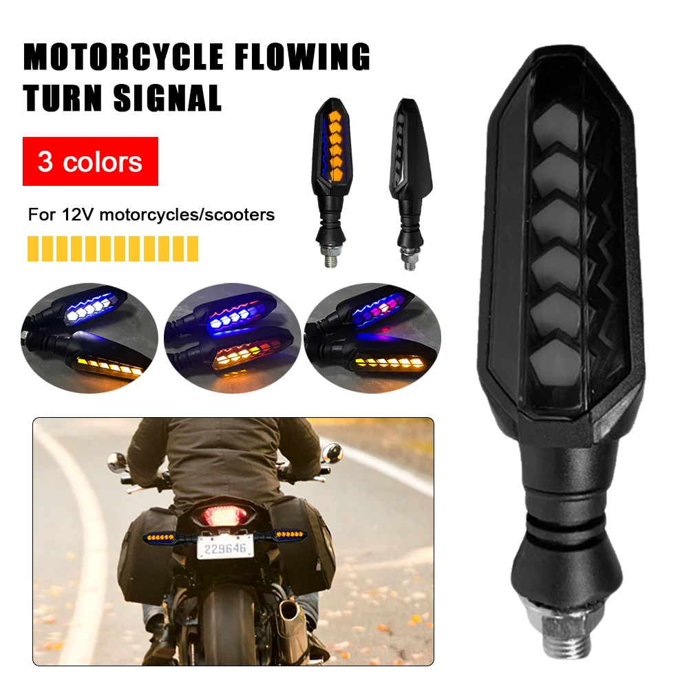 

2pcs 12V Flashing Daytime Running Light Motorcycle Flowing Turn Signals Lights LED Warning Blinker Motorbike Indicator Lamp