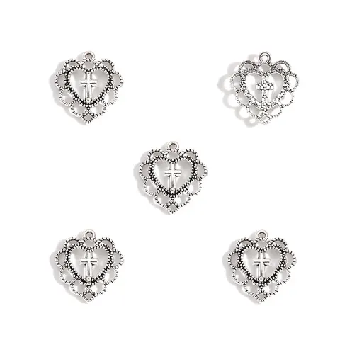Подвески YuenZ сердце-крест цинковый сплав 22*20 мм 10 шт.