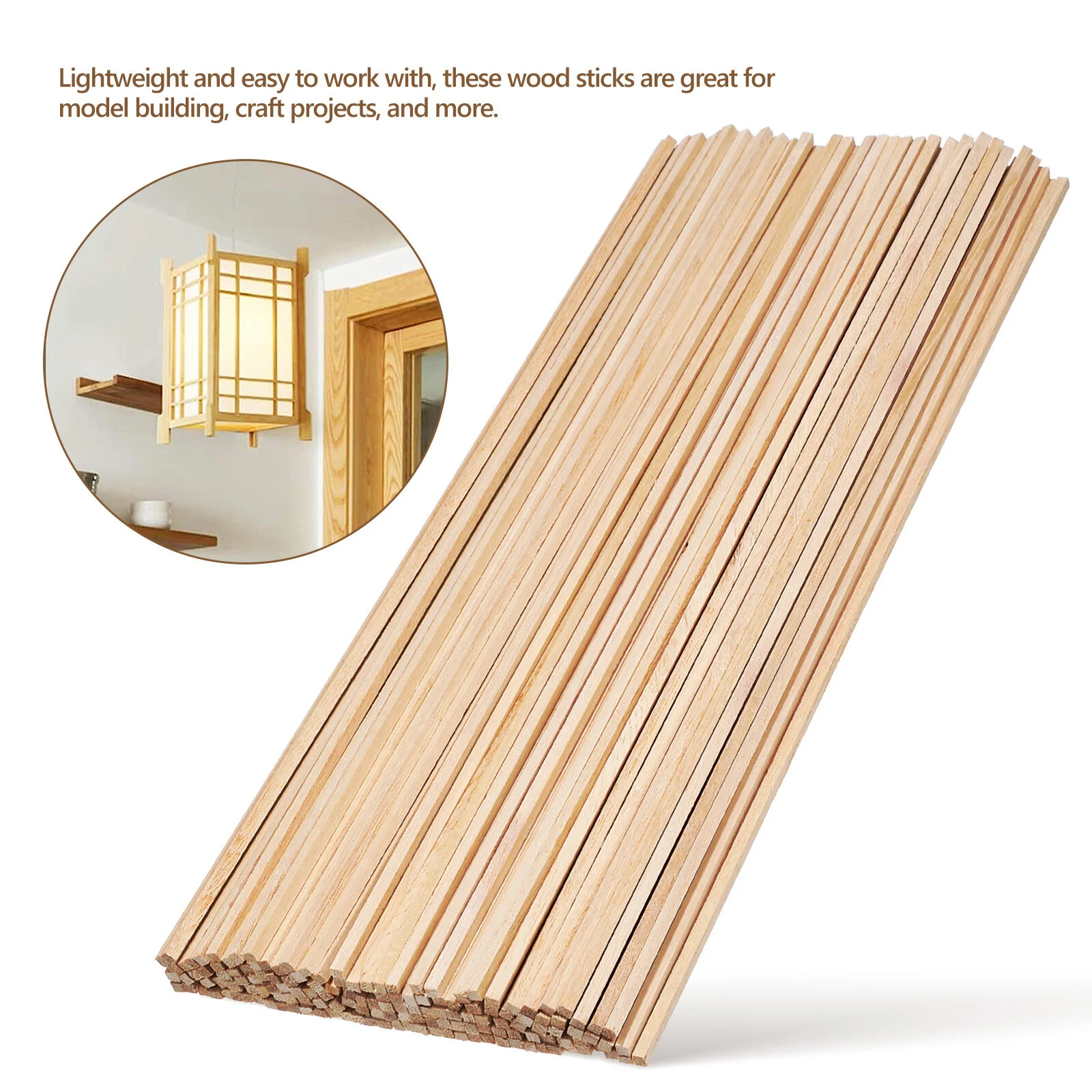 

150 Pcs Wood Chips Stick Dowel Trim Square Wooden Dowels Sticks Unfinished Crafts Strips Model Material Rods