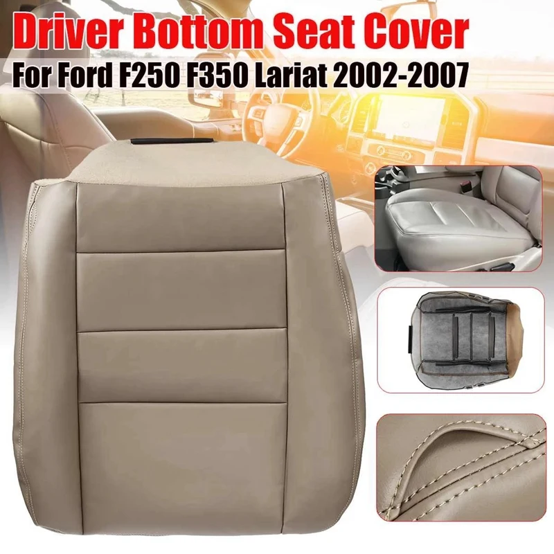 

Auto Front Driver Bottom Seat Cover PU Leather Waterproof for Ford F250 F 350 Lariat 2002-2007 Beige