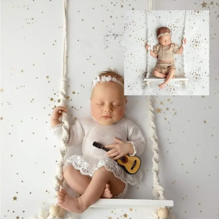 Baby Swing  Newborn Photography Props Wooden Chair  Babies Furniture Infants Photo Shooting Prop Accessories  Fotografia