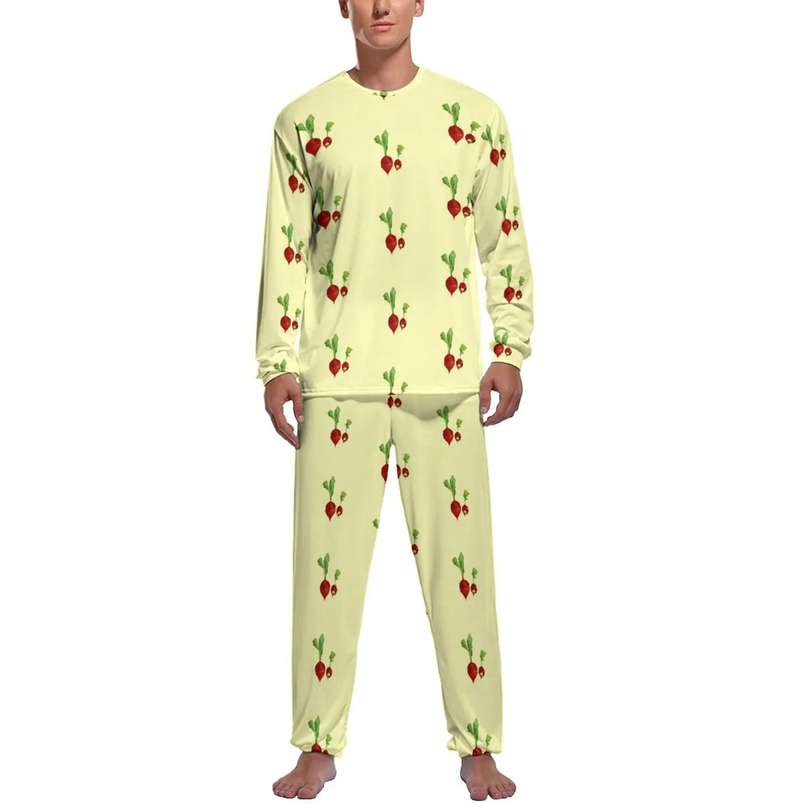 

Radishes Mom And Baby Pajamas Daily Two Piece Vegetable Print Cute Pajama Sets Man Long-Sleeve Room Custom Sleepwear