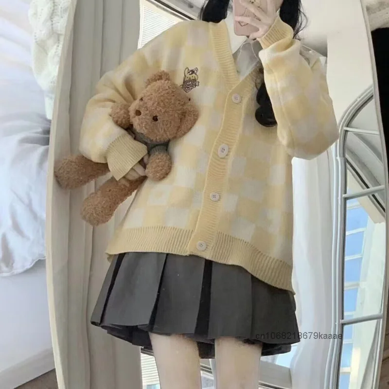 Женский трикотажный кардиган Sanrio Kuromi My Melody свитер с вышивкой и помпоном