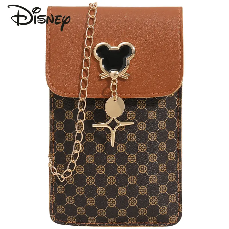 Disney Mickey New Women's Bag High Quality Fashion Women's Crossbody Bag Cartoon Versatile Chain Shoulder Bag Casual Mobile Bag