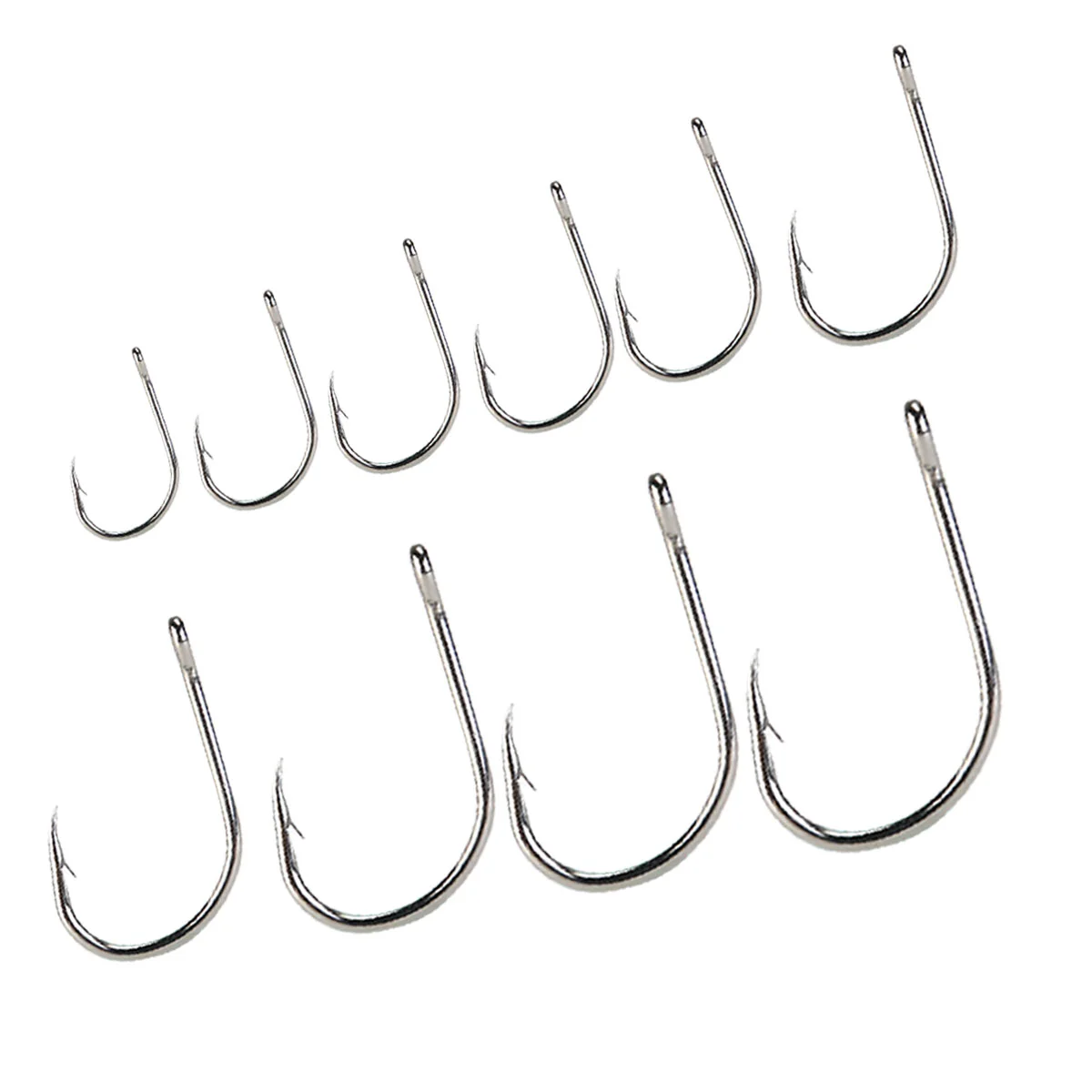 

70PCS Practical 10 Different Sizes Durable Silver Simple Fishing Hooks Fishhooks for Outdoor Fishermans Fly fishing