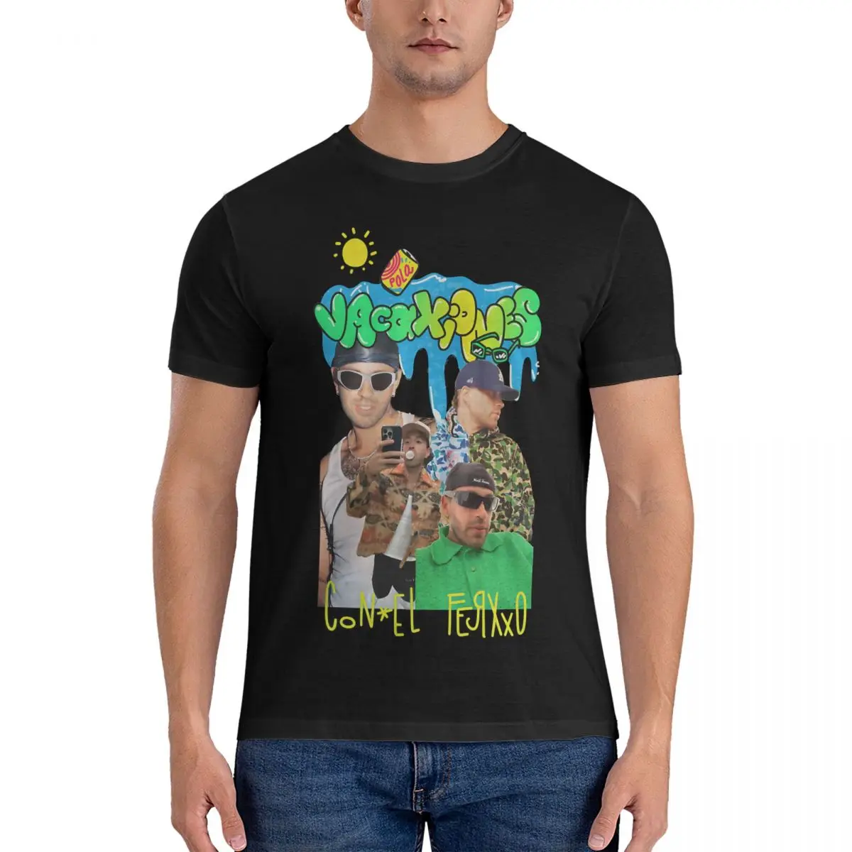 Забавная Мужская Ретро-футболка VACAXIONES из 100% хлопка футболка с коротким рукавом и