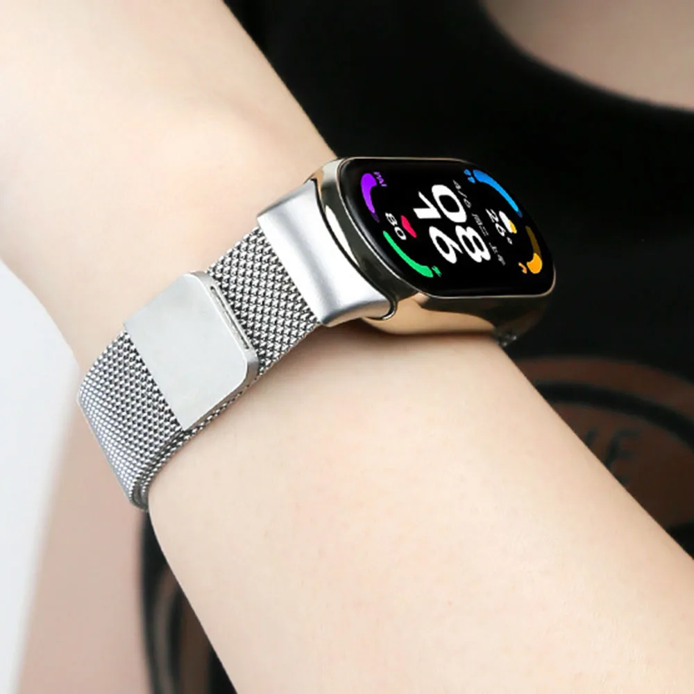 Ремешок для Xiaomi Mi Band 8, металлический сменный Браслет для смарт-часов Mi Band 8, Миланская петля, аксессуары для наручных часов
