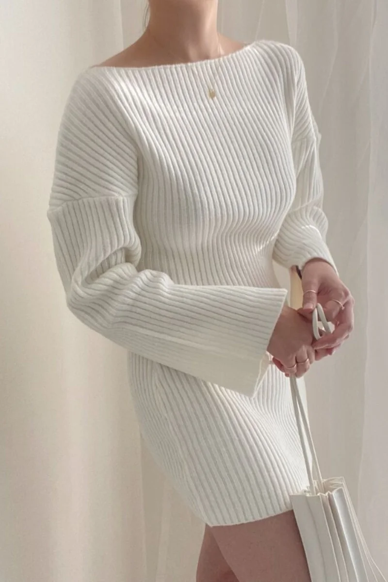 Женская юбка с длинным рукавом трикотажное платье в Корейском стиле | одежда