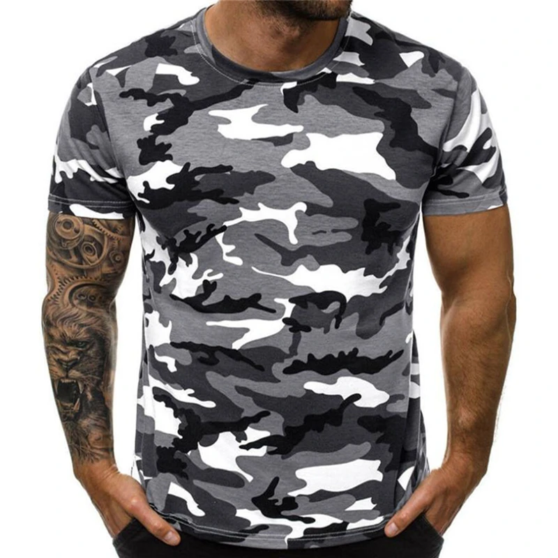 

New Summer Fashion Camouflage T-shirt Men Casual O-neck Cotton Streetwear T Shirt Men Gym Short Sleeve T Shirt Tops