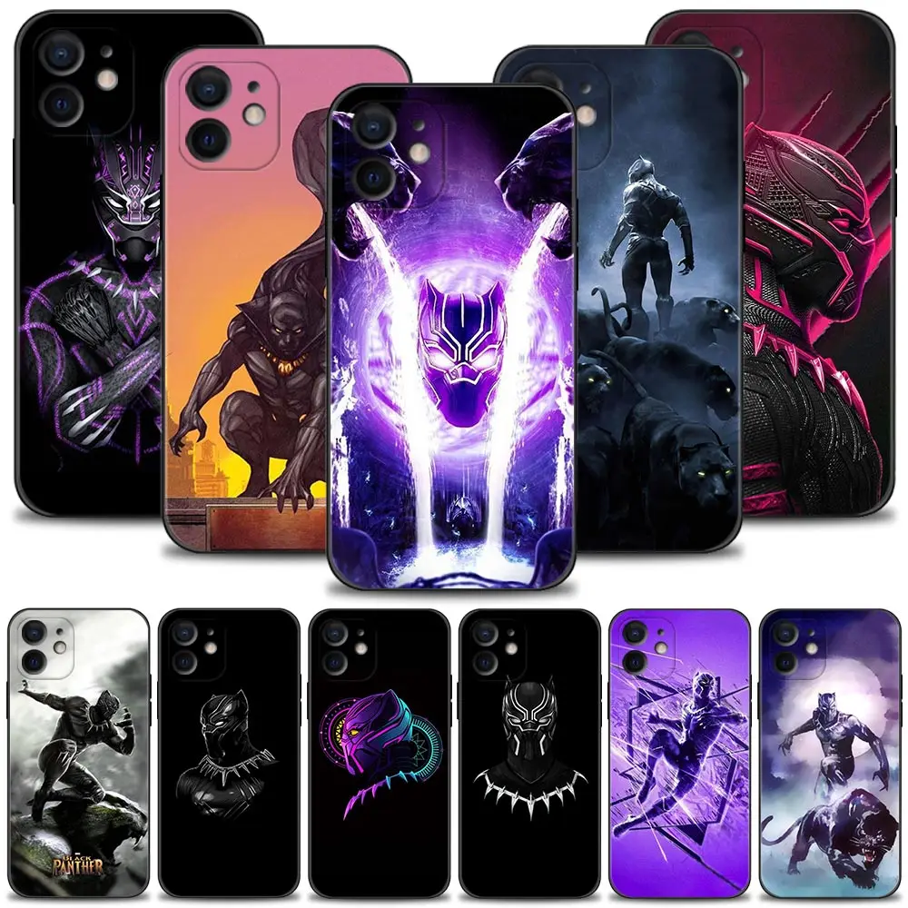 

Phone Case For iPhone 13 12 11 Pro Max 13 12 Mini Cover X XR XS Max 8 7 6S 6 Plus SE Funda Marvel Super Hero Black Panther