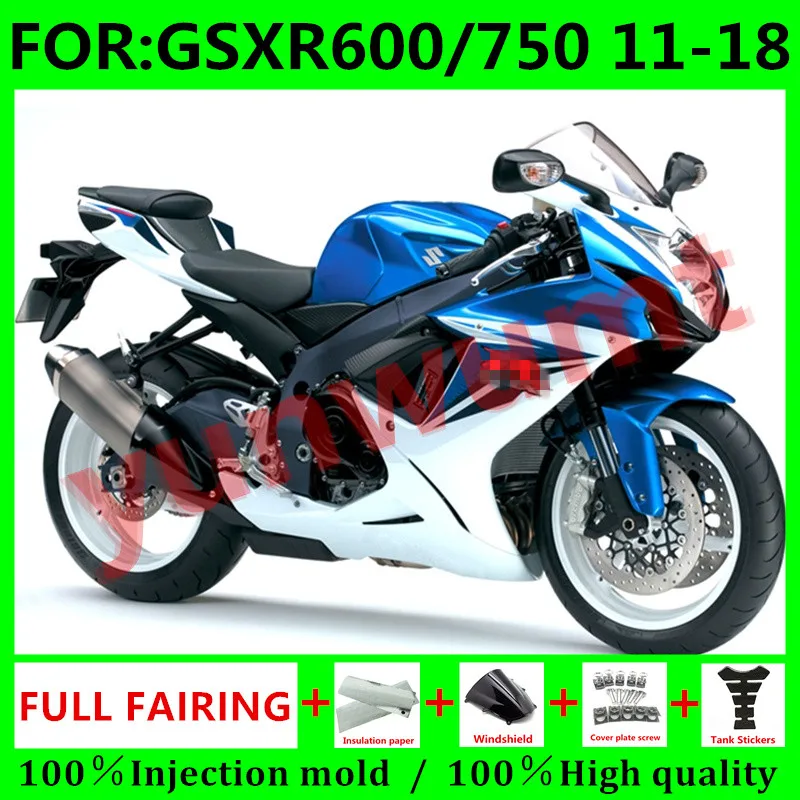 

Motorcycle Fairing for Suzuki GSXR600 2014 GSX R 600 750 11 12 13 14 15 16 GSX-R750 2011 - 2021 K11 Fairings Kit set blue white