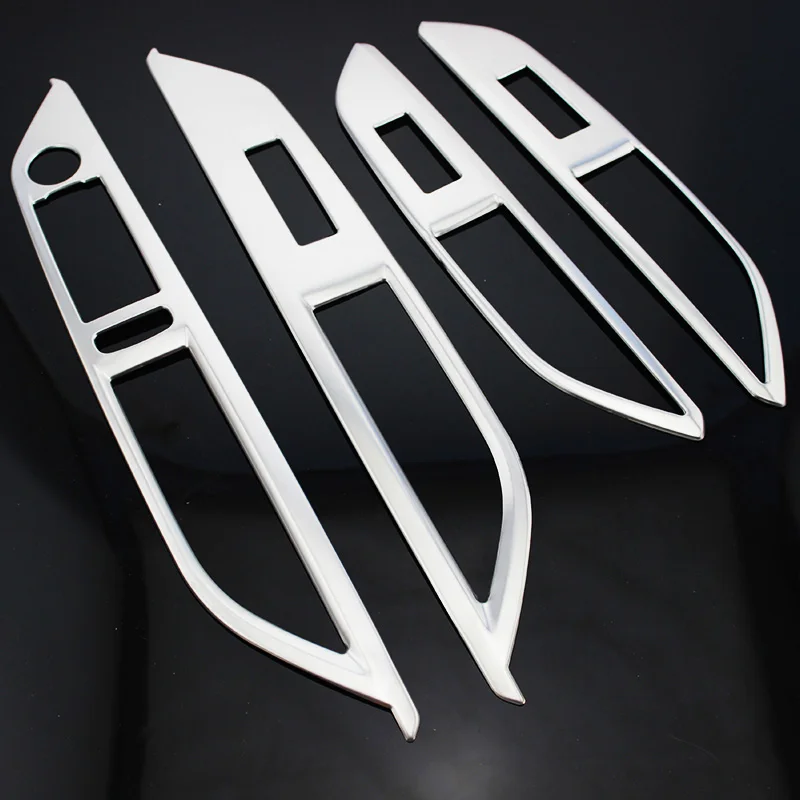 

Панель переключателя интерьера двери окна автомобиля, обшивка панели для Peugeot 4008 5008 2017 LHD, аксессуары из хромированной нержавеющей стали ABS