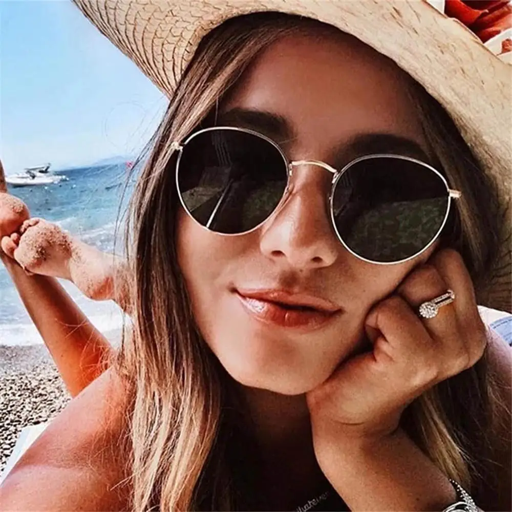 

2022 New Women Men Sun Glasses Metal Frame Round Sunglasses Retro Hippie Shades Eyewear Summer UV Protection Vintage Sunglasses