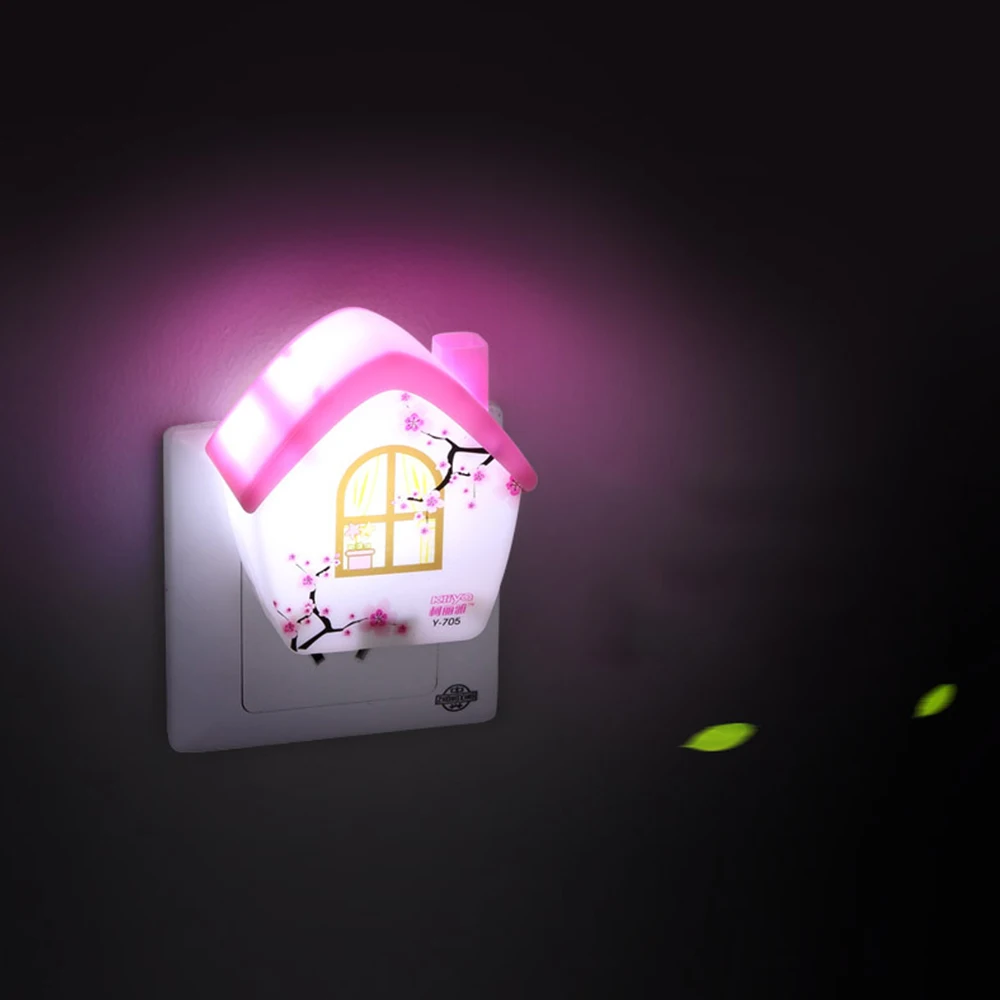 

Light Sensor Control Night Light Mini US Plug Lovely Home Pink/Greem Mini House Bedroom lamp Night Light For Baby Gift