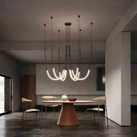 italian new restaurant led chandelier modern villa living room creative hanging lamp simple line lights duplex floor chandeliers