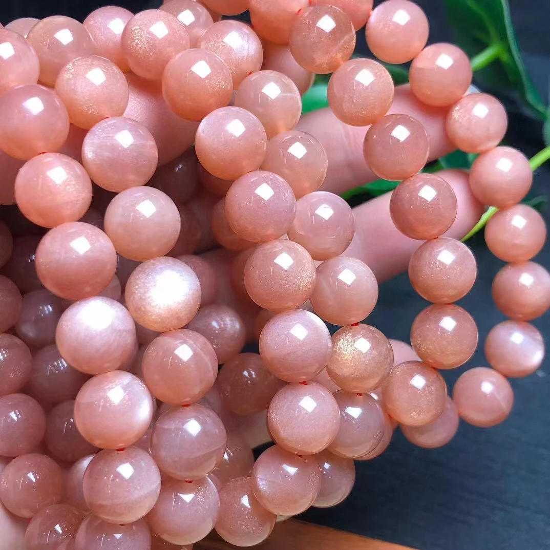 

Cross border hot selling jewelry gifts 10mm natural crystal semi precious natural sunstone single loop bracelet jewelry