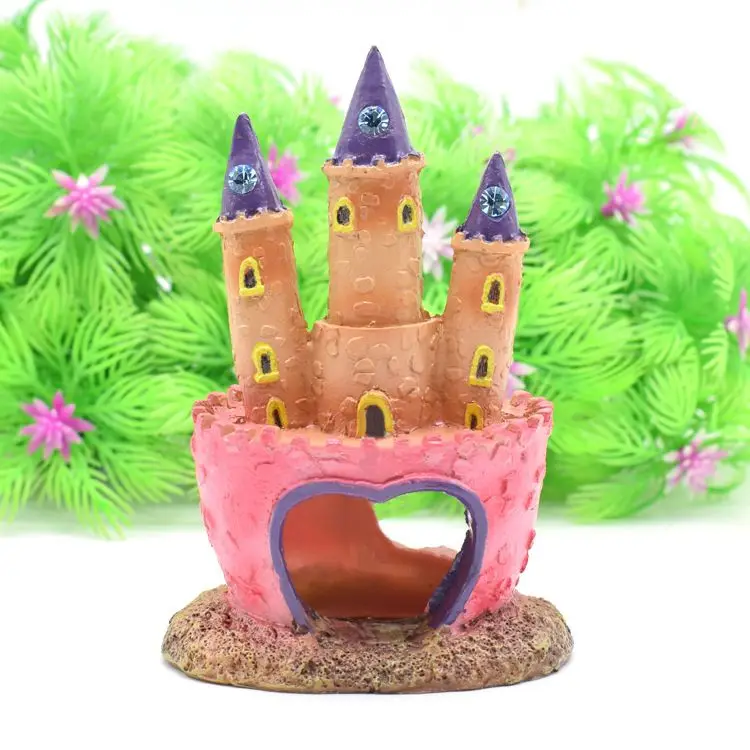 Newest Pink Princess Castle Fish Cave Aquarium Ornament Fish Tank Decoration