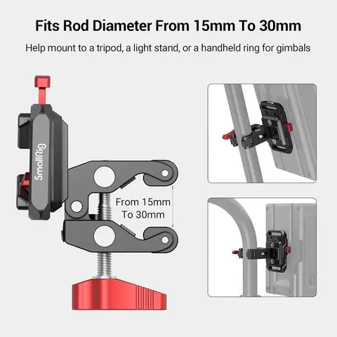Аккумуляторная пластина SmallRig Mini V-Lock с V-образным креплением и крабовидным зажимом для штатива, подставки для источника питания камеры