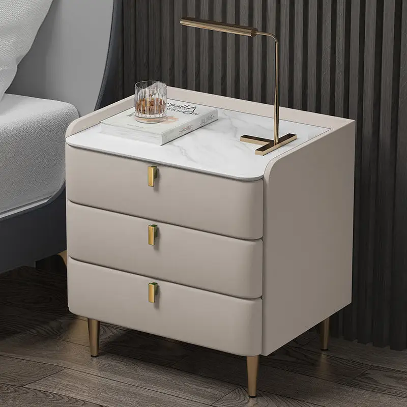 

Louis Fashion Nightstands Three Drawer Night Shift Solid Wood Modern Simple Rock Board 50cm Bedside Cabinet Storage Table