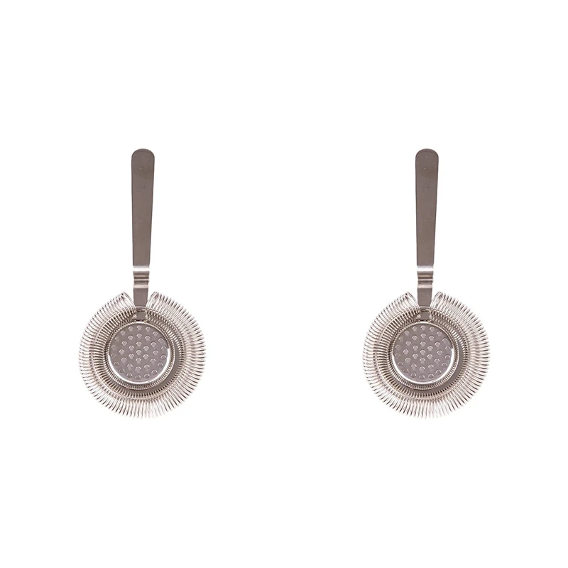 

2X Cocktail Strainer Stainless Steel Bar Strainer Fits All Shakers High Quality Bar Accessories Silver