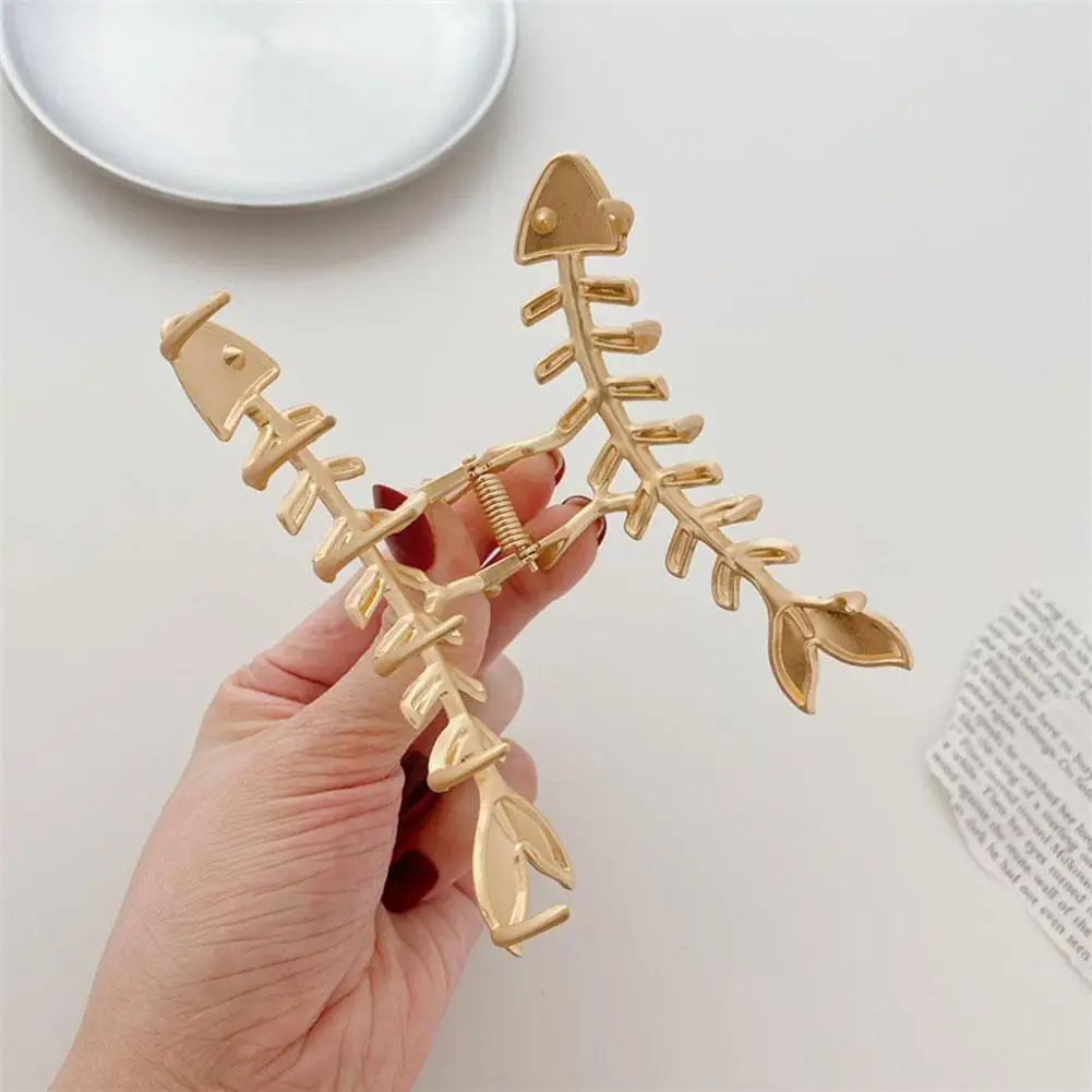 

Metal Hair Claw Fish Bone Women Headwear Color Simple Organization Female Hairpins 10cm Hair Clips I5v5