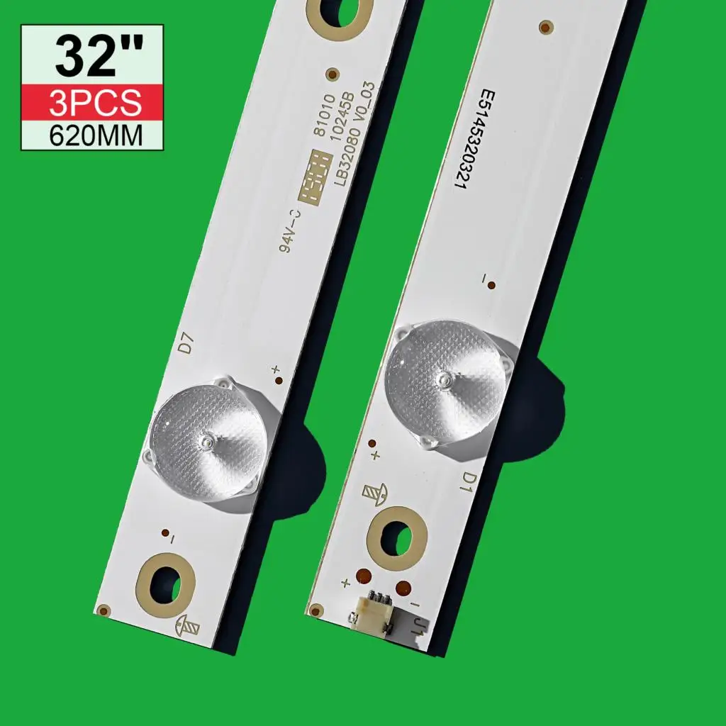

3PCS/set TV backlight strip 32PFS6401 KDL-32R330D 32PHS5301 LB32080 V0 32LH500D GJ-2K16 GEMINI 01P26 01N18 01N19