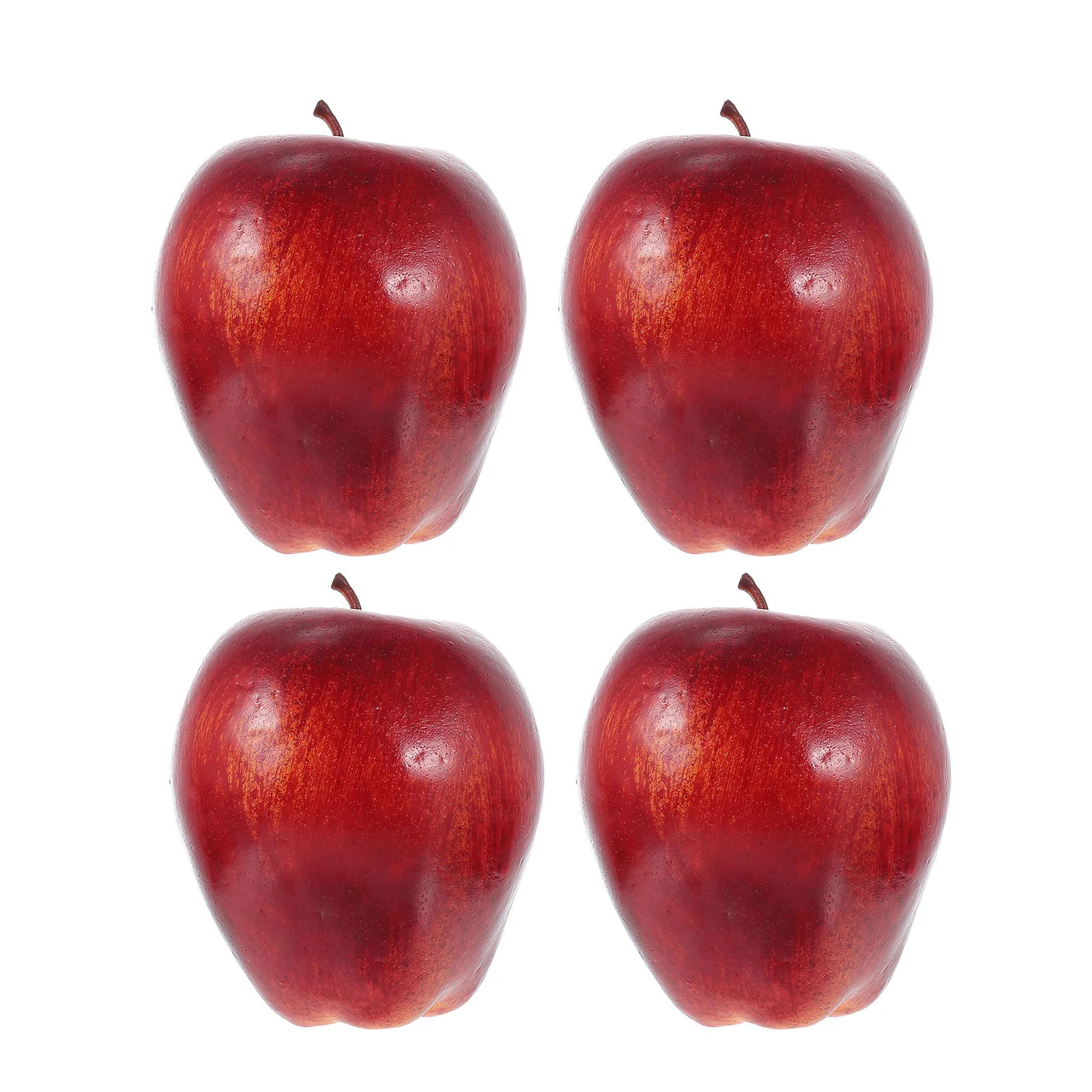

4 шт. искусственные красные вкусные яблоки, Декоративные реалистичные поддельные красные вкусные яблоки (темно-красный)