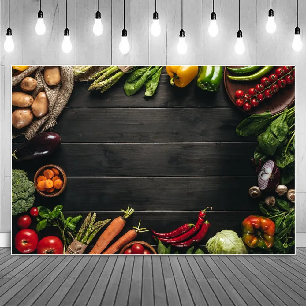 

Kitchen Props Wooden Boards Decoration Photography Backdrop Autumn Garden Planks Fruits Vegetable Harvest Party Photo Background